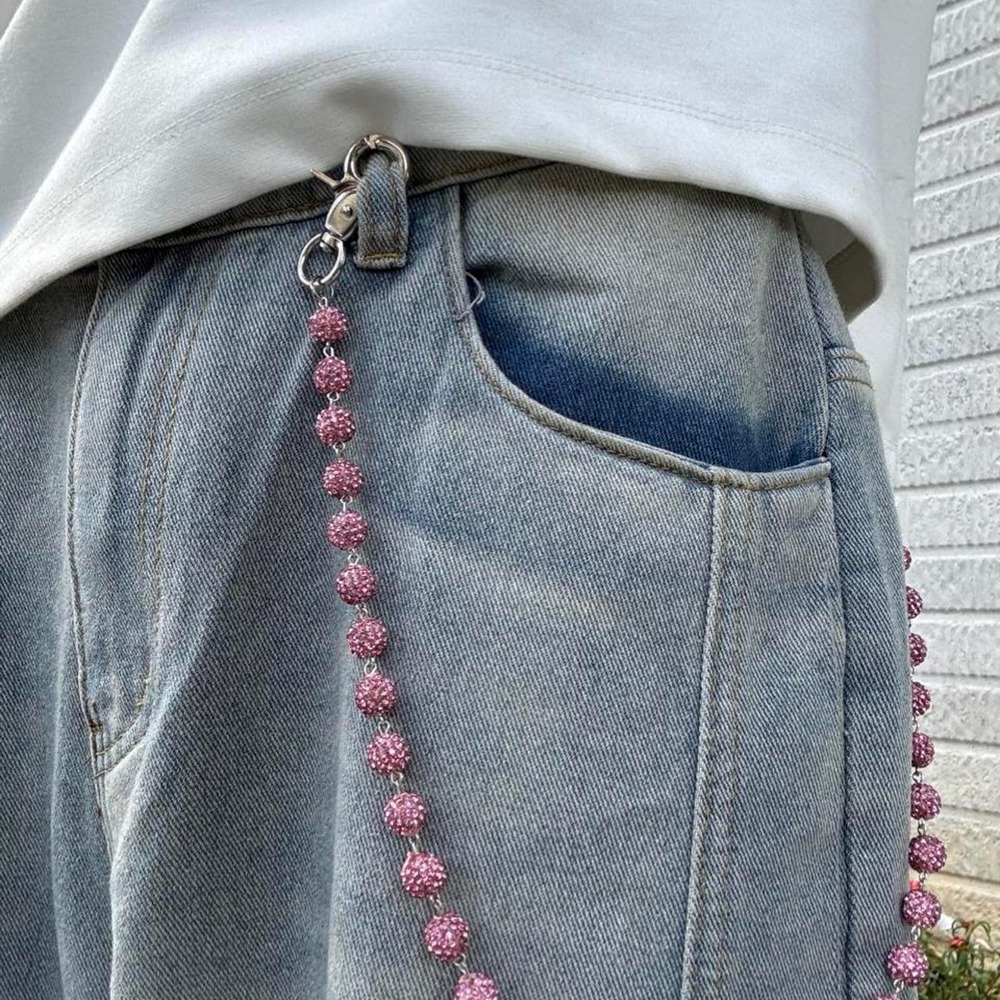 Pink Beaded Wallet Chain - Picture 2 of 4
